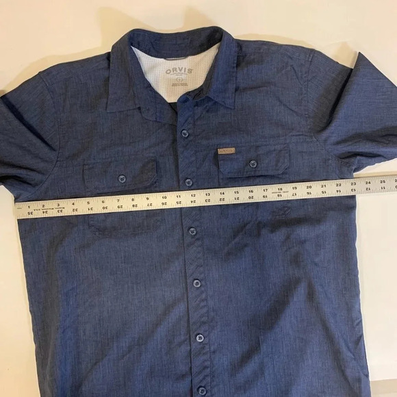 Orvis Men's Classic Collection Blue Heather‎ Button Up Short Sleeve Shirt Size L - Picture 11 of 13